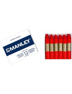 C 12 CERAS MANLEY UNICOLOR Nº35 ROJO CLASICO